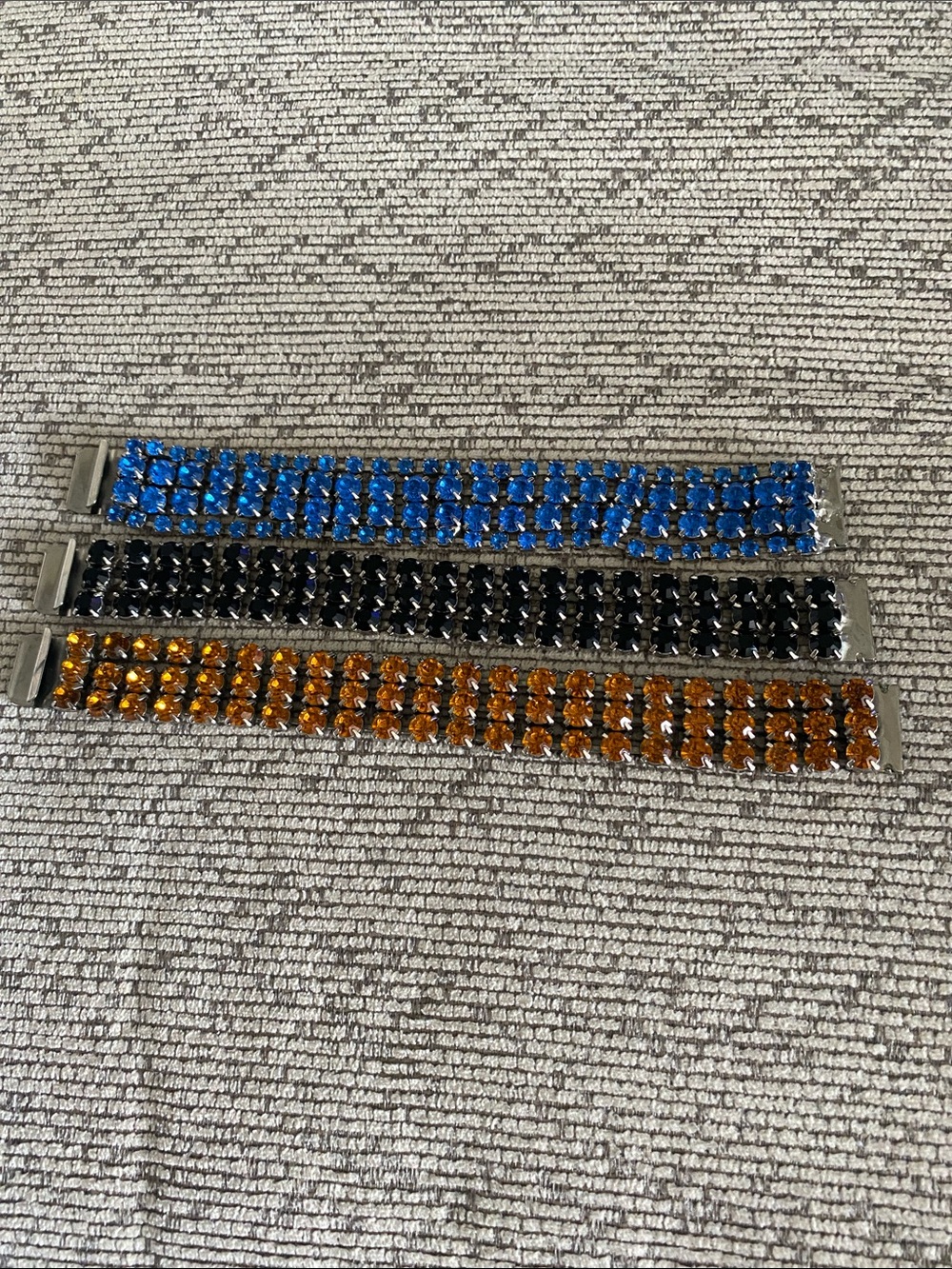 Rhinestone Bracelet Set in Blue, Black, Amber